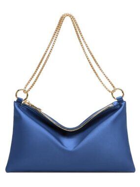 Satin Clutch Evening Bag Detachable Chain Strap Shoulder Purse